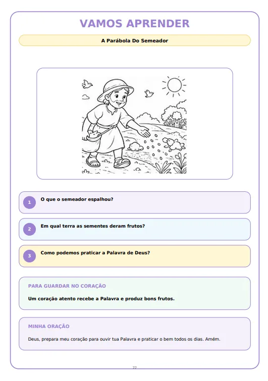Atividade sobre a Parábola do Semeador