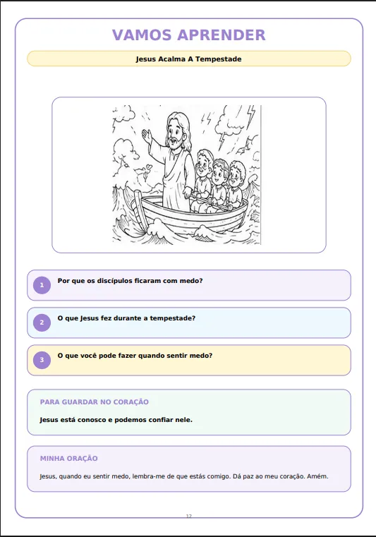 Atividade sobre Jesus Acalma a Tempestade
